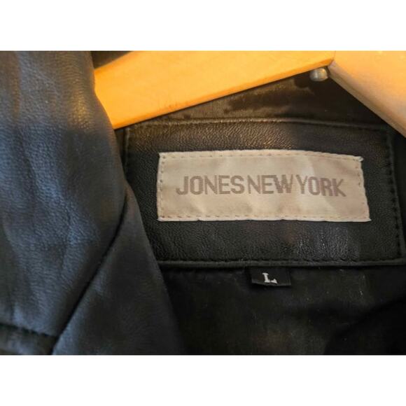 Jones New York Black Leather Blazer Jacket L - Picture 4 of 4
